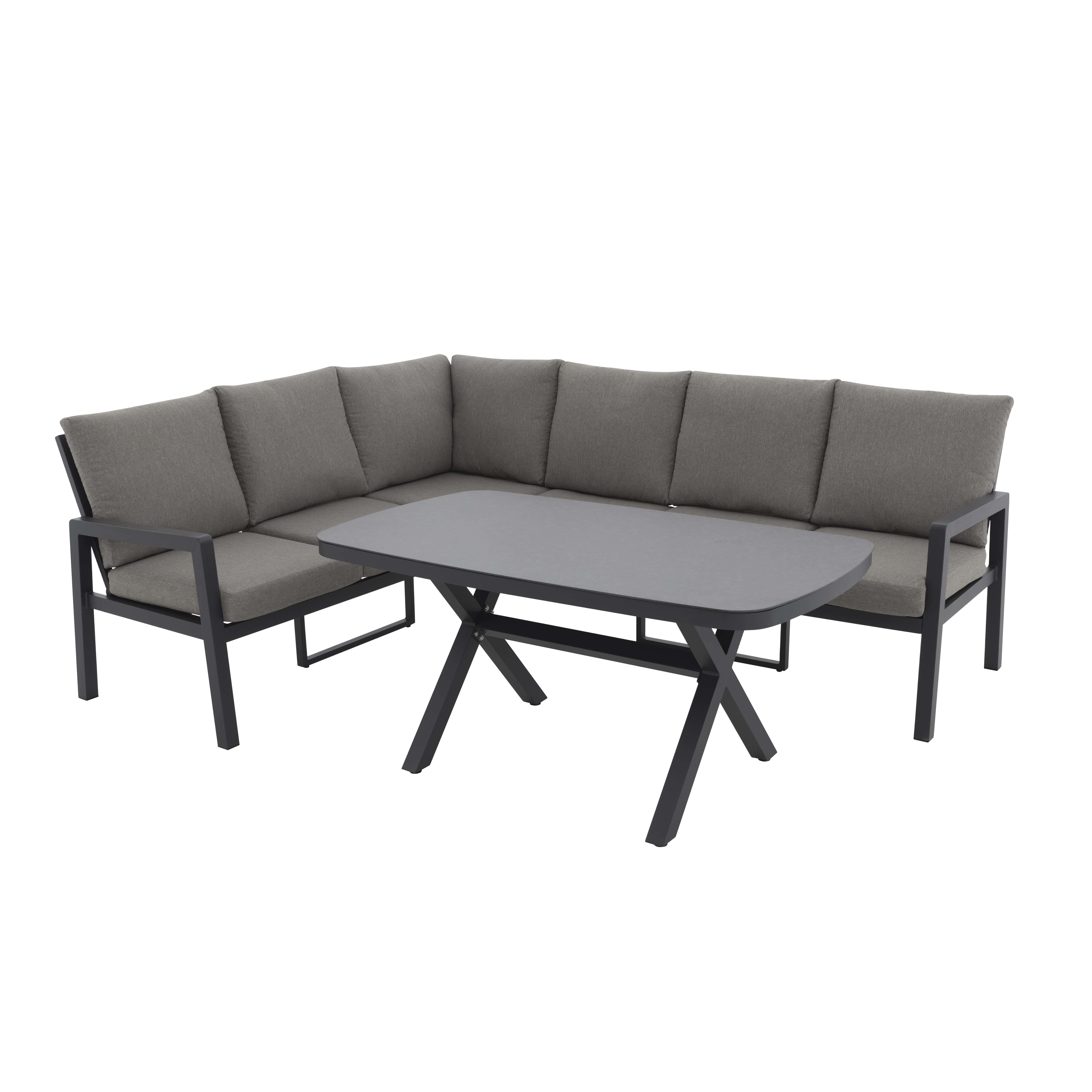 Ensemble Life Lounge, banc d'angle anthracite 